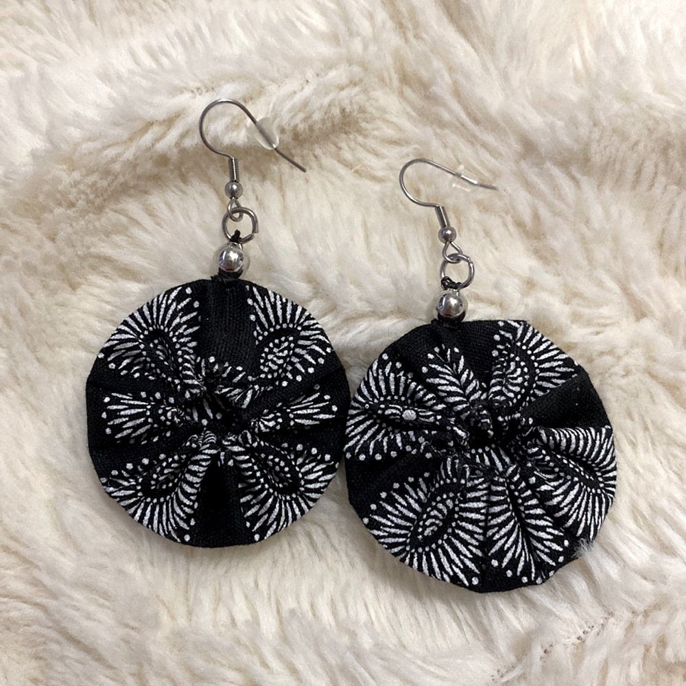 Handcrafted Tribal Fabric Disc Earrings